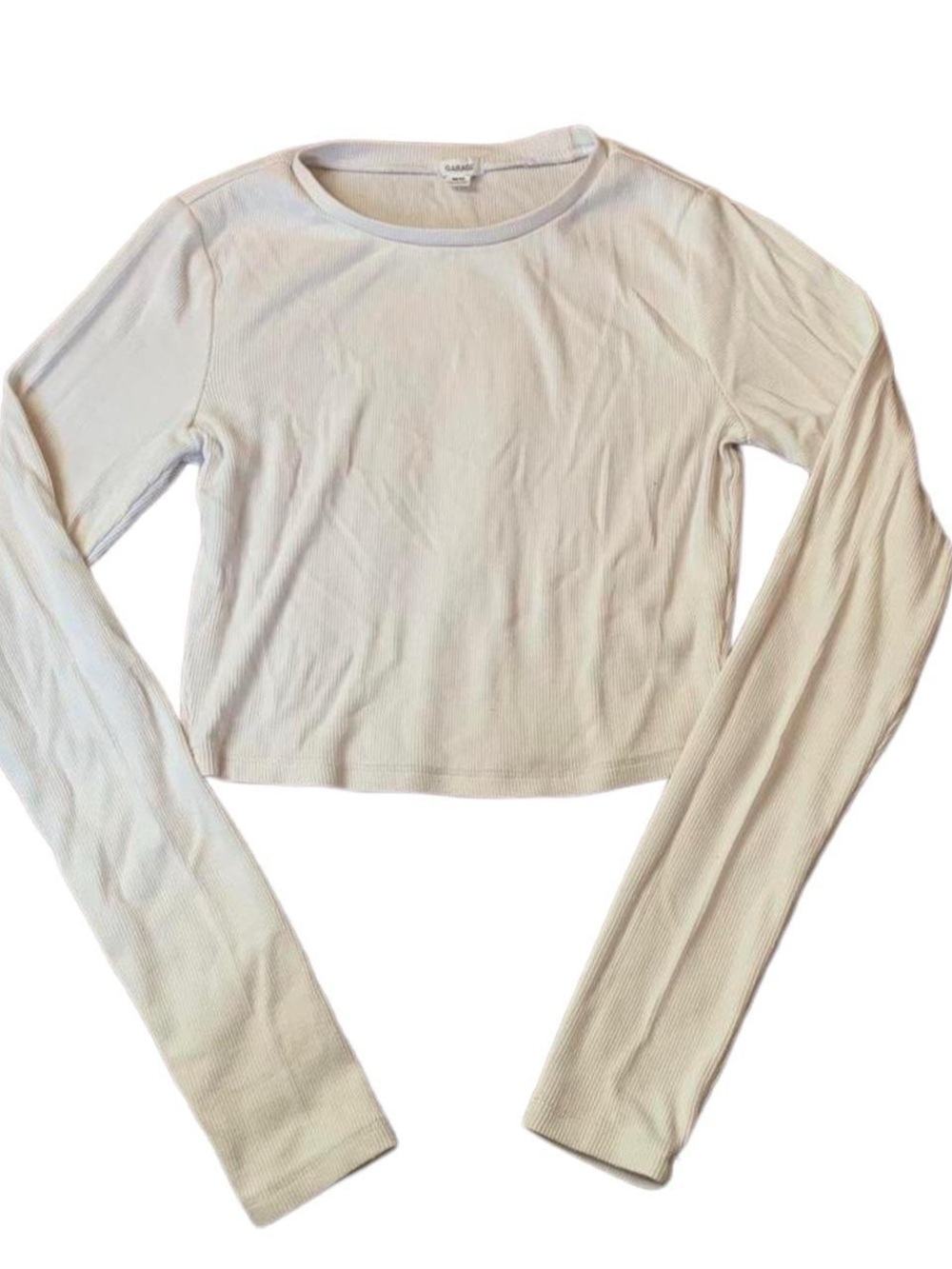 3/$20 Garage White Ribbed Long-Sleeve Crop Top